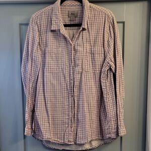 G.H. Bass & Co. Women's Checkered Button-Down Shirt - Blue and White